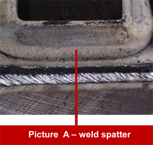 Clamp with weld spatter